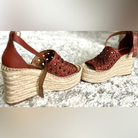 ‼️RARE‼️🎸Tory Burch🎸🔥Ret.$348🔥Basketweave Espadrille Wedge Platform Sandal—7.5 - Picture 7 of 16